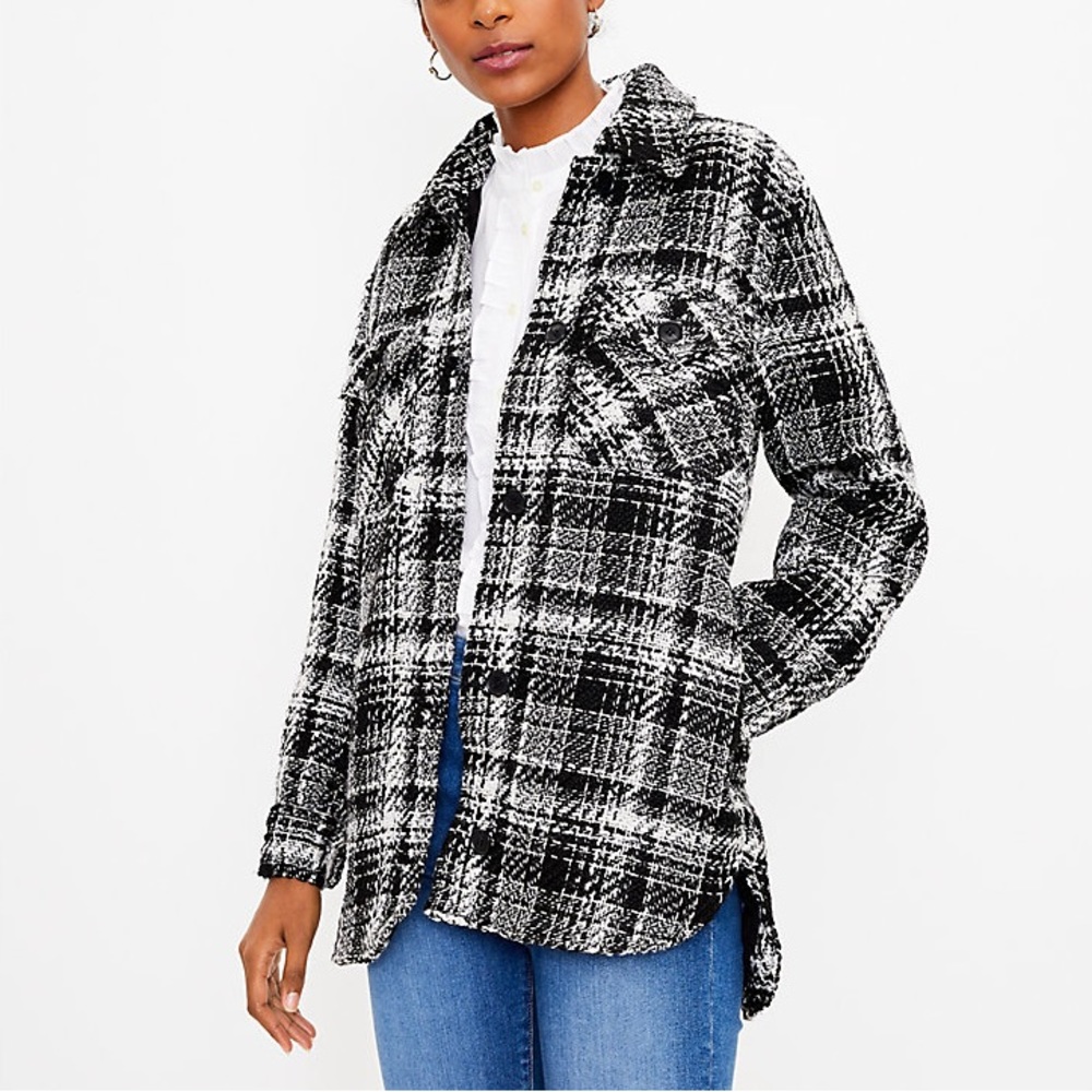 Loft Shimmer Tweed Shirt Jacket Sz Medium